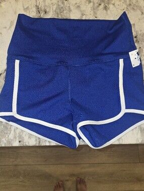 Free People MOVEMENT NWT royal Blue Athletic Shorts with White Trim